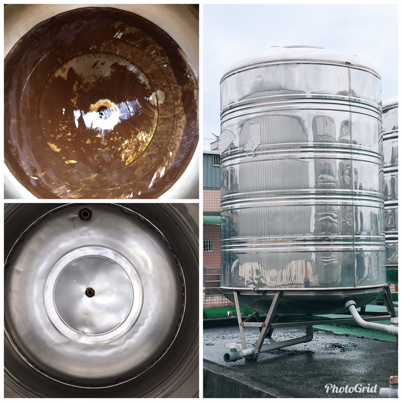 水塔清洗後拍照，前後對比超明顯。